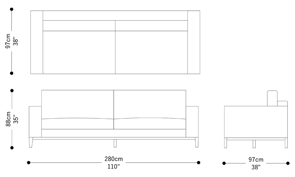 Image of the main dimensions of the product
